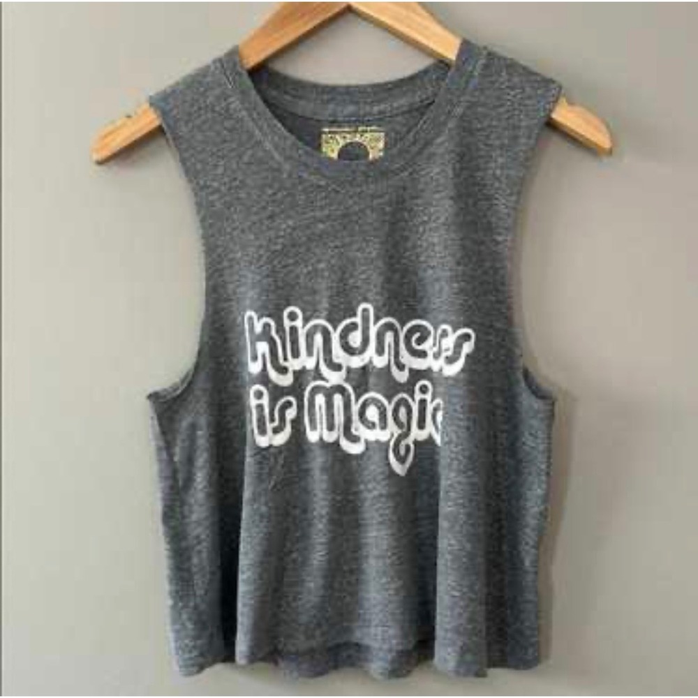 NWT Spiritual Gangster $48 Kindness Is Magic Crop Tank Top Heather Grey XS
